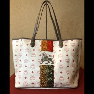 MCM White and Multicolor Tote Bag